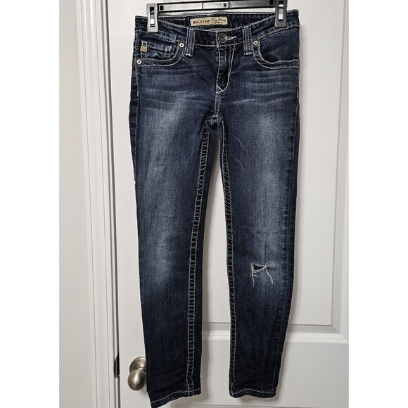 Big Star Remy Skinny Jeans Women's 27 (28x26.5) Blue Low-Rise Embroidered VGUC - Picture 2 of 10